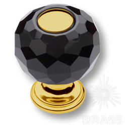 0737-320-1-BLACK Ручка кнопка, латунь с черным кристаллом, глянцевое золото
